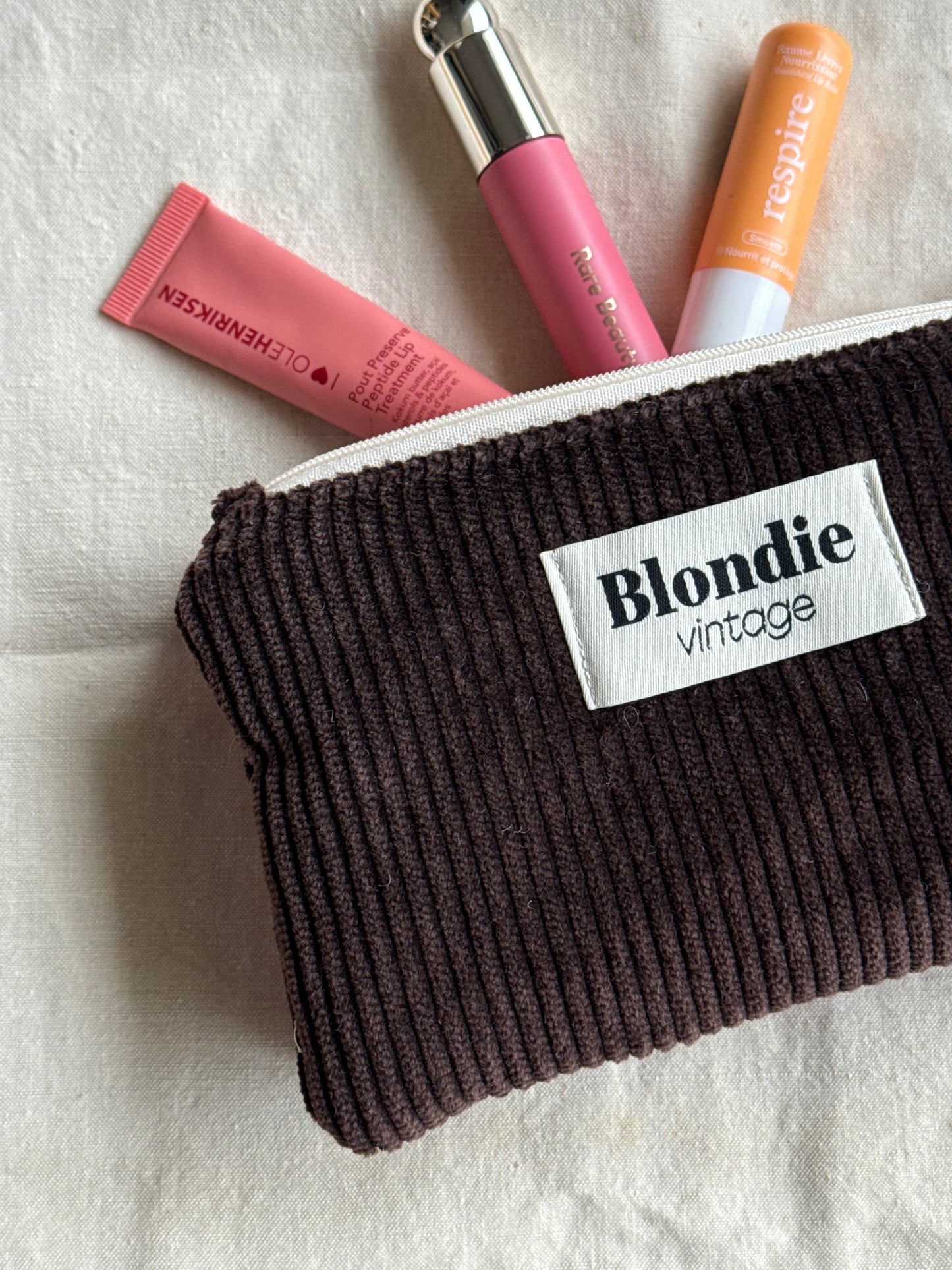 Mini Pochette velours marron fabriqué à partir de tissus vintage mode durable mode responsable fabriqué à la main