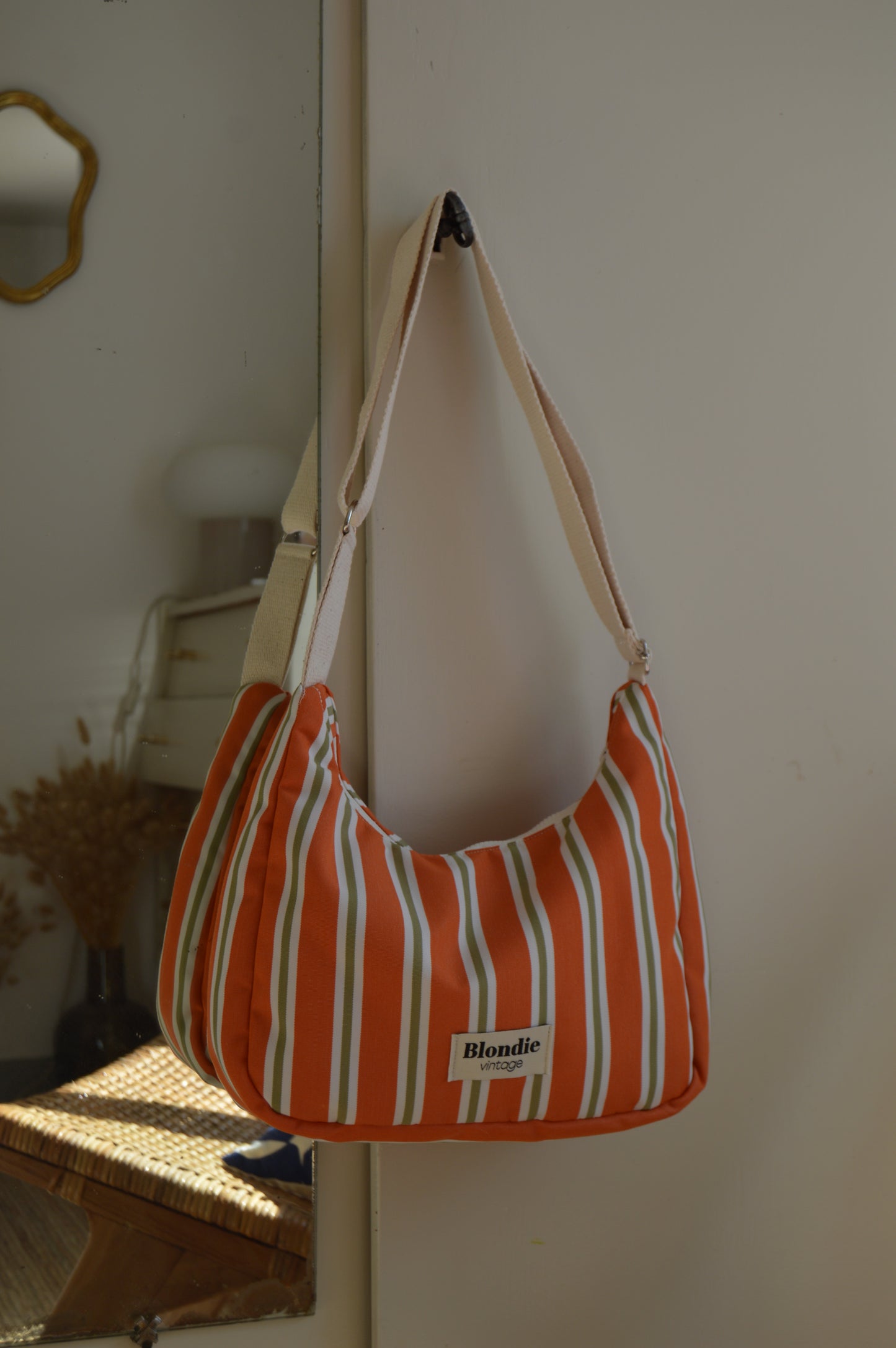 Sac crossbody rayé orange