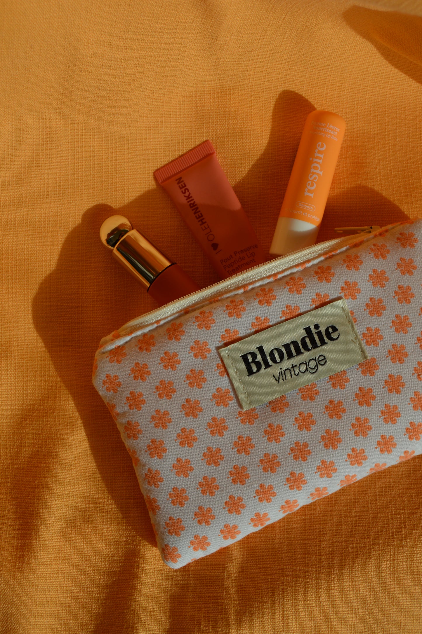 Mini pochette à fleurs orange