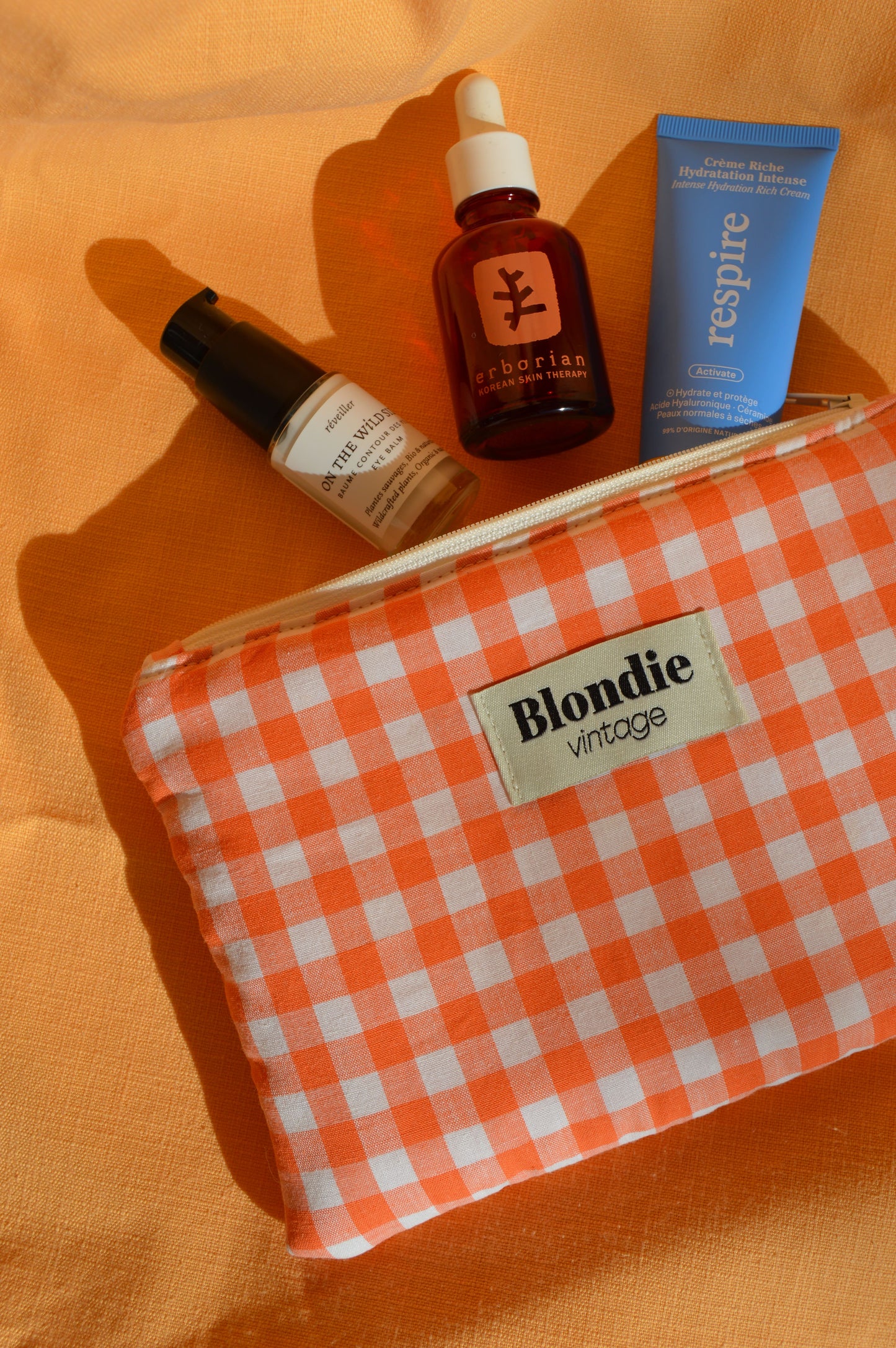 Moyenne pochette vichy orange