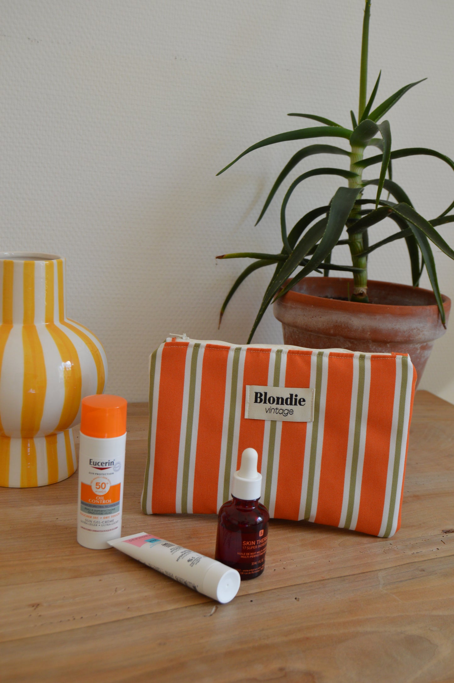 Moyenne pochette rayé orange