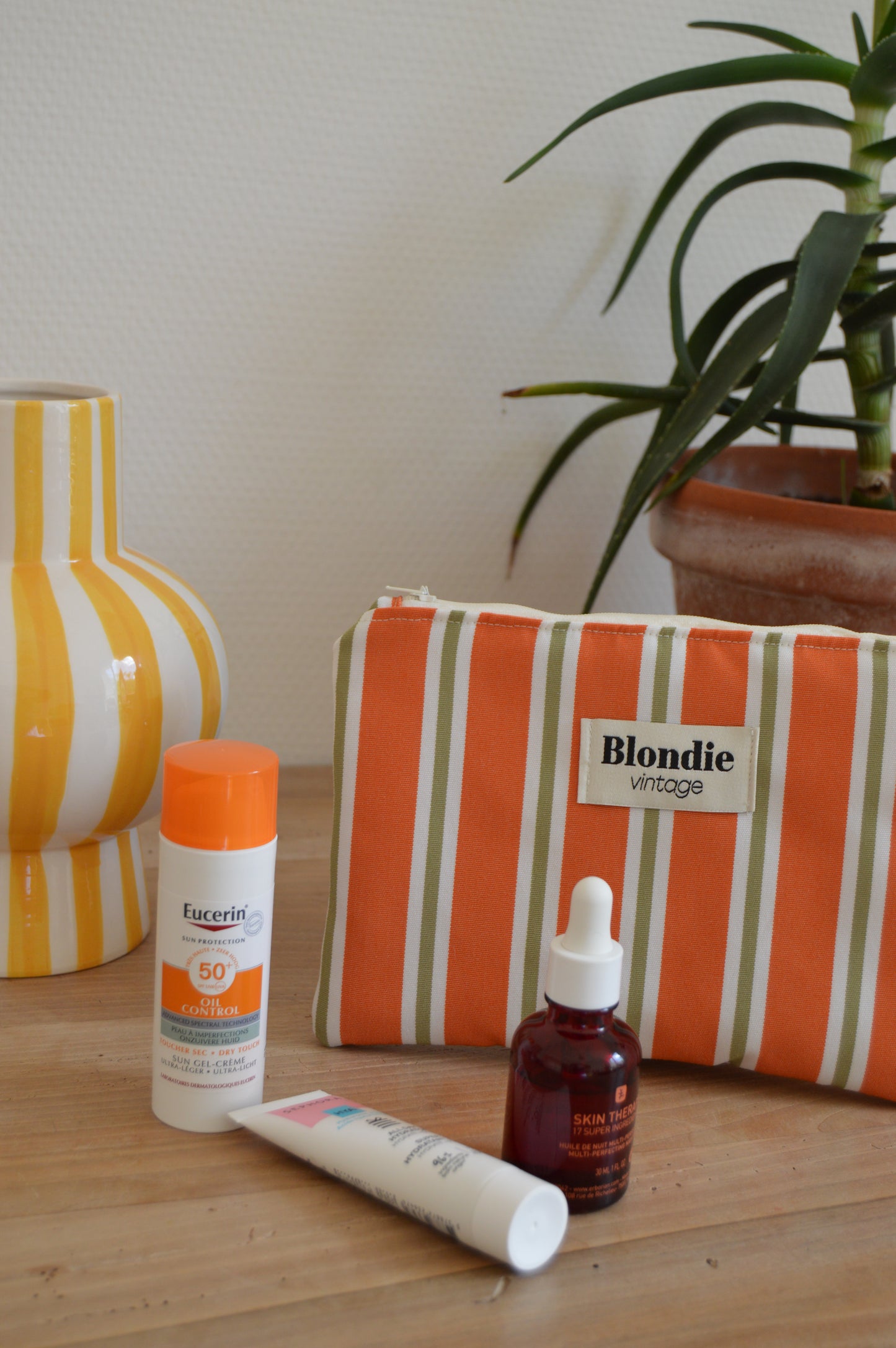 Moyenne pochette rayé orange