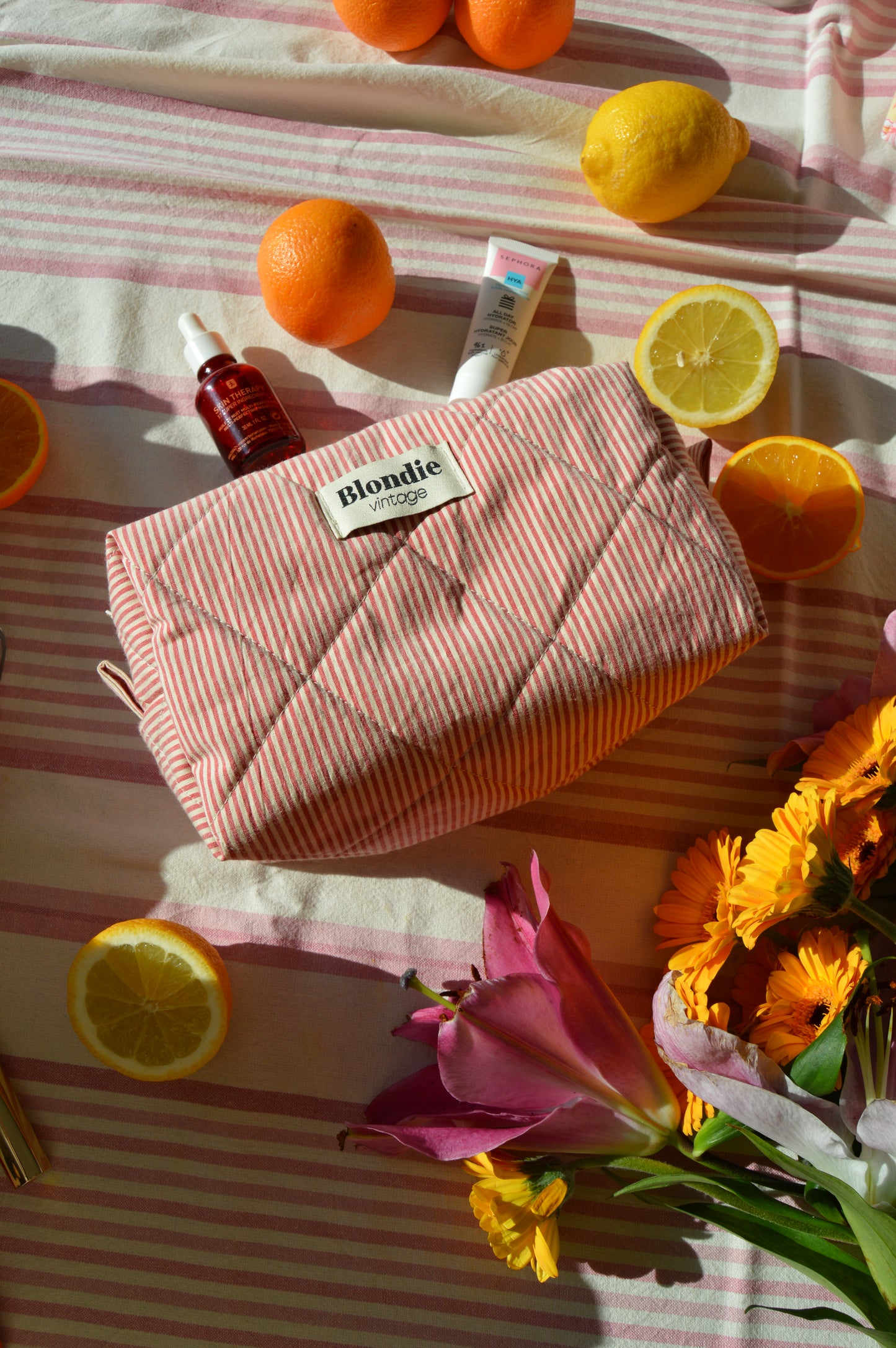 Trousse de toilette rayé rouge