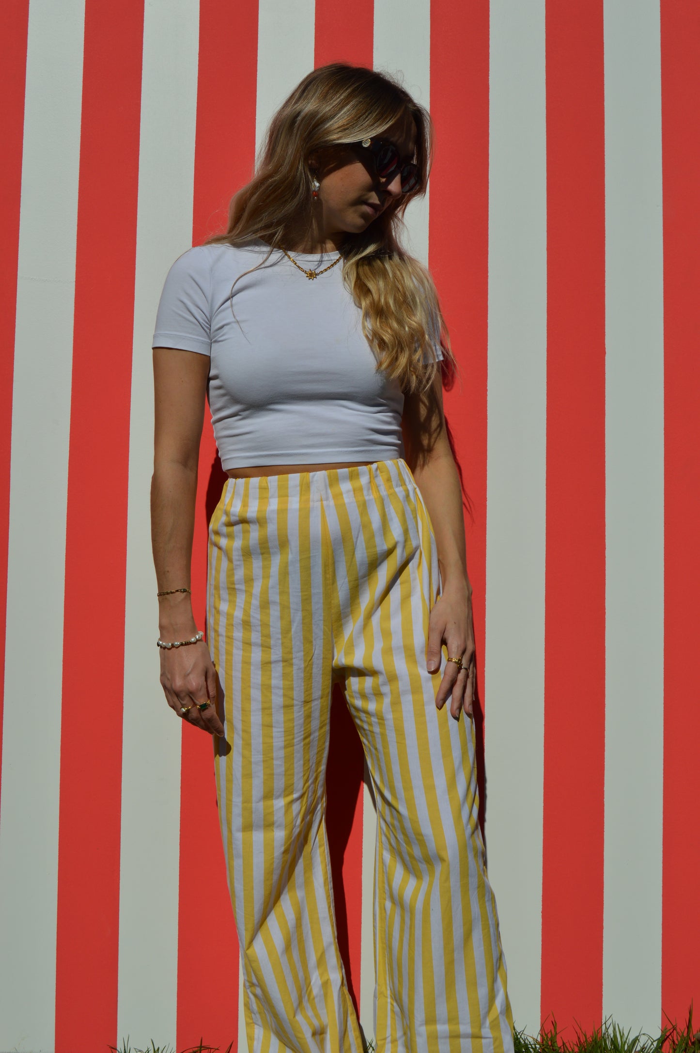 Pantalon rayé jaune XS