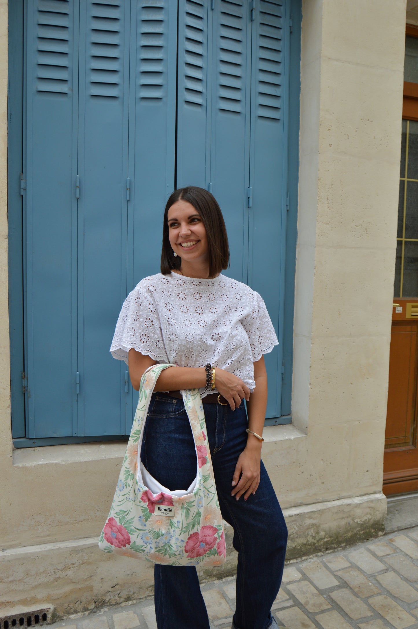 Sac boho fleuri fabriqué à partir de taie de traversin vintage mode durable mode responsable fabriqué à la main