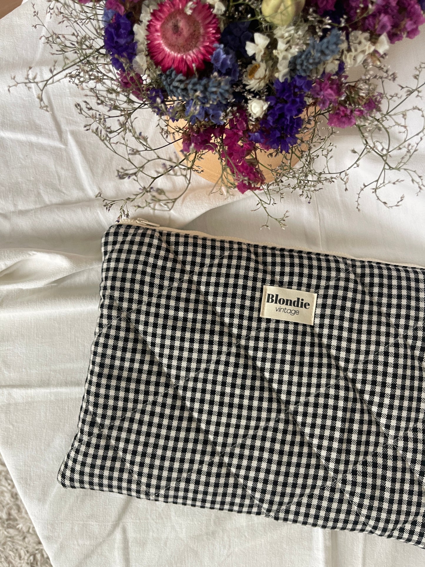 Housse d'ordinateur 13" vichy noir