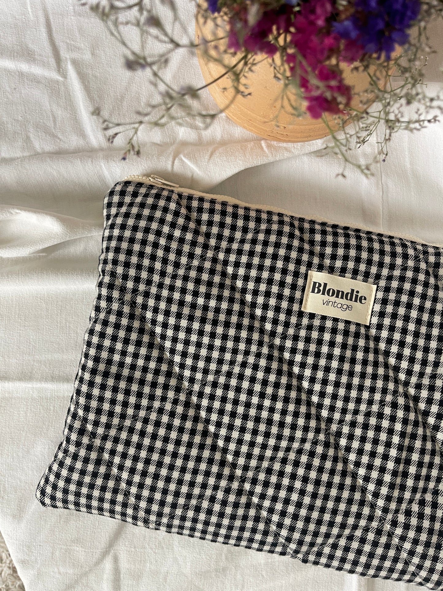 Housse d'ordinateur 13" vichy noir