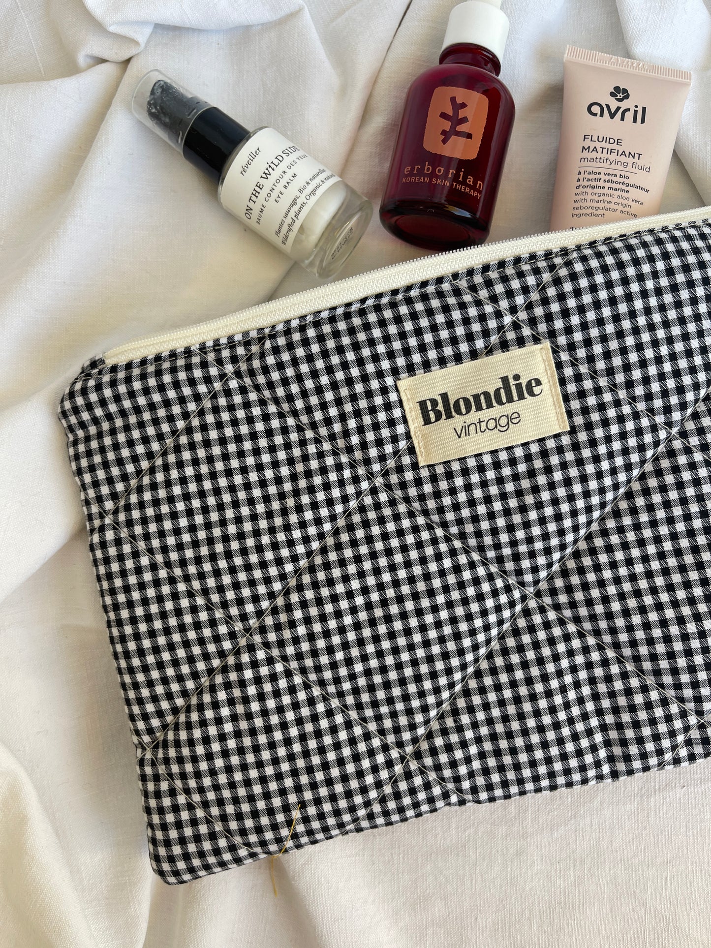 Grande pochette vichy noir