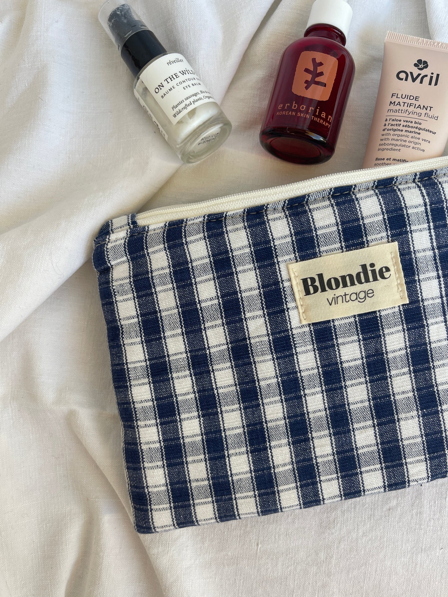 Moyenne pochette à carreaux bleu