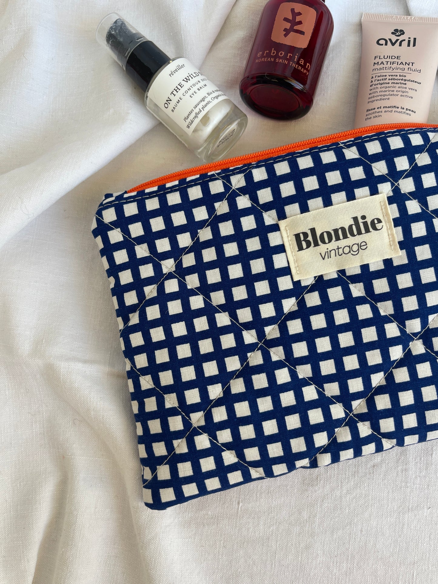 Moyenne pochette à carreaux bleu