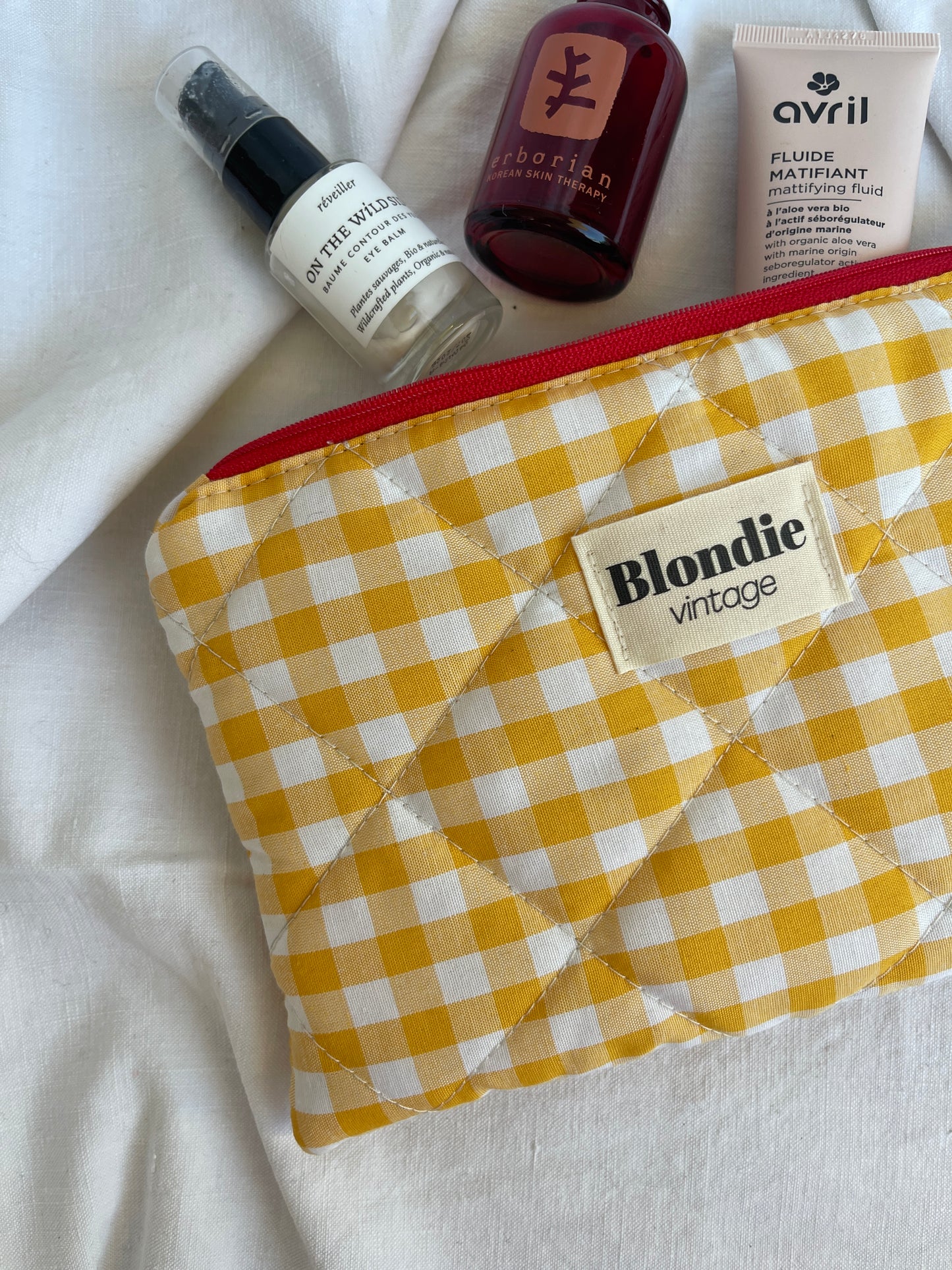 Moyenne pochette vichy jaune