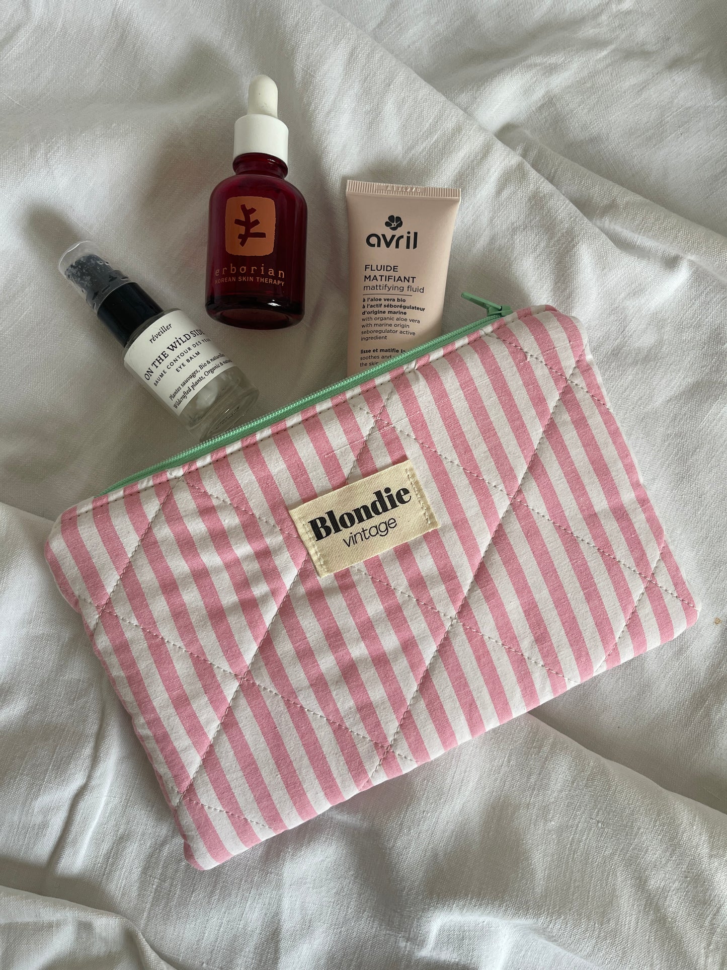 Moyenne pochette rayé rose