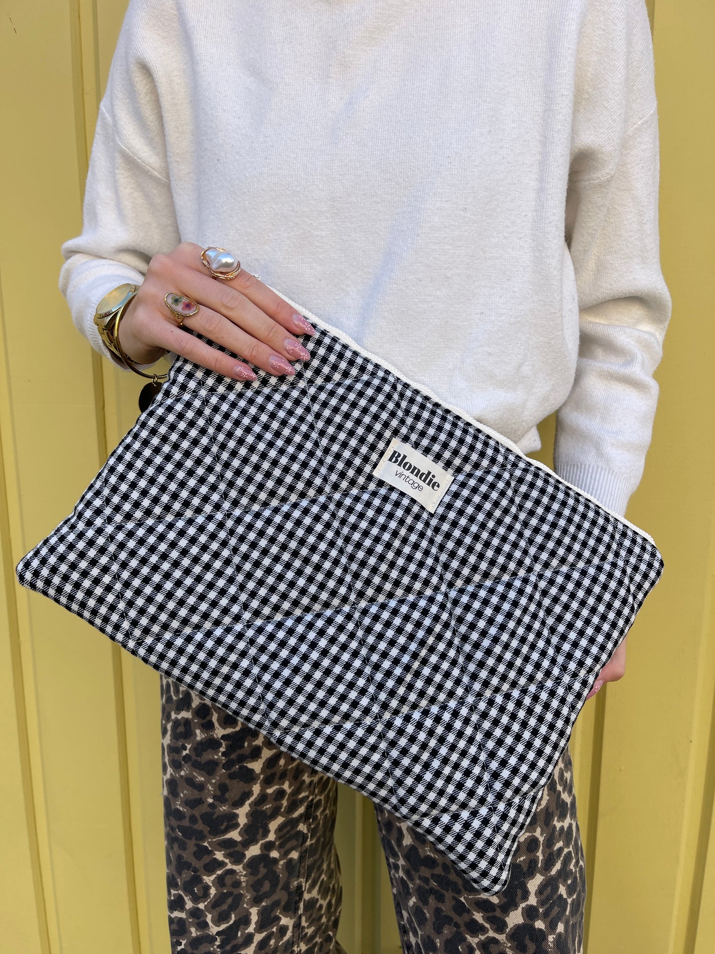 Housse d'ordinateur 13" vichy noir