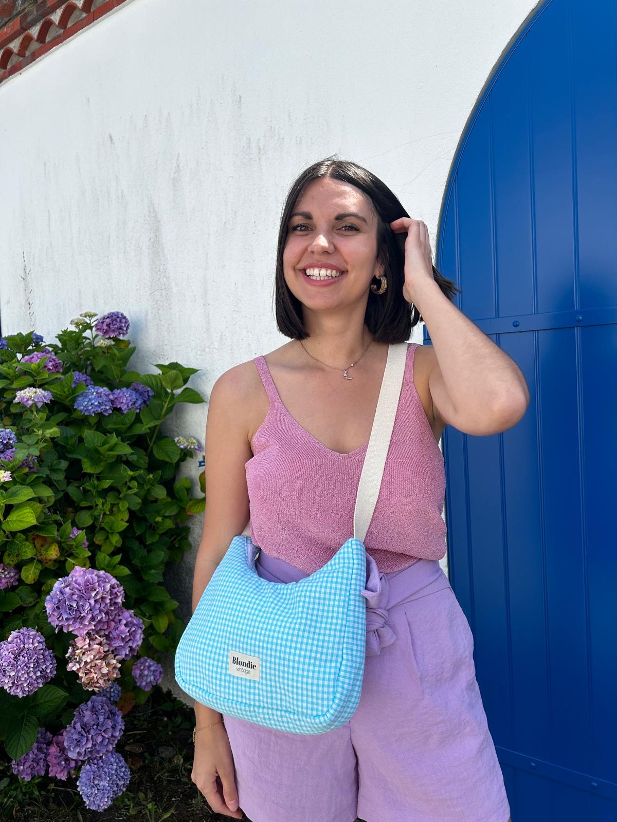 Sac crossbody vichy turquoise