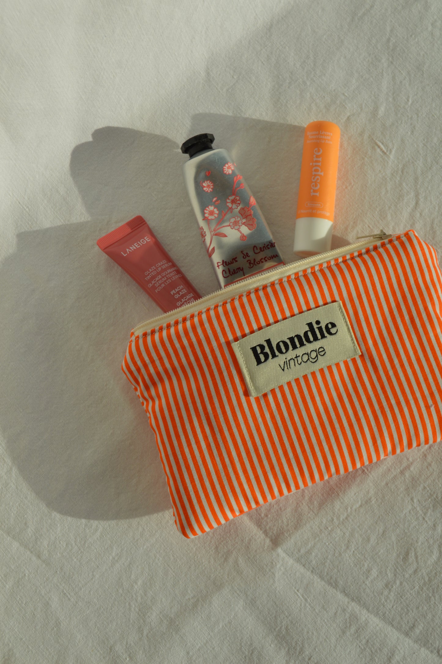 Mini Pochette rayé orange fabriqué à partir de tissus vintage mode durable mode responsable fabriqué à la main 