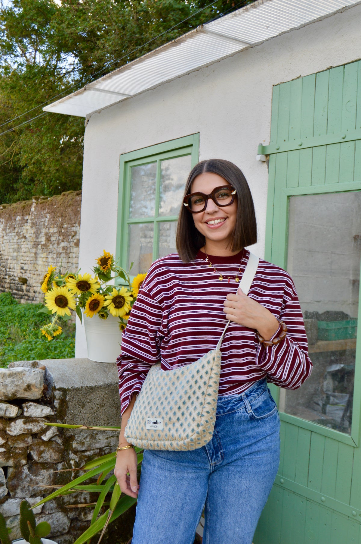 Sac crossbody doré fabriqué à partir de tissus vintage mode durable mode responsable fabriqué à la main 