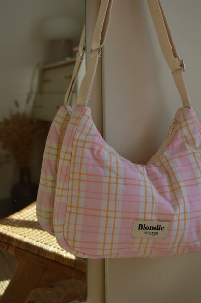 Sac crossbody à carreaux rose