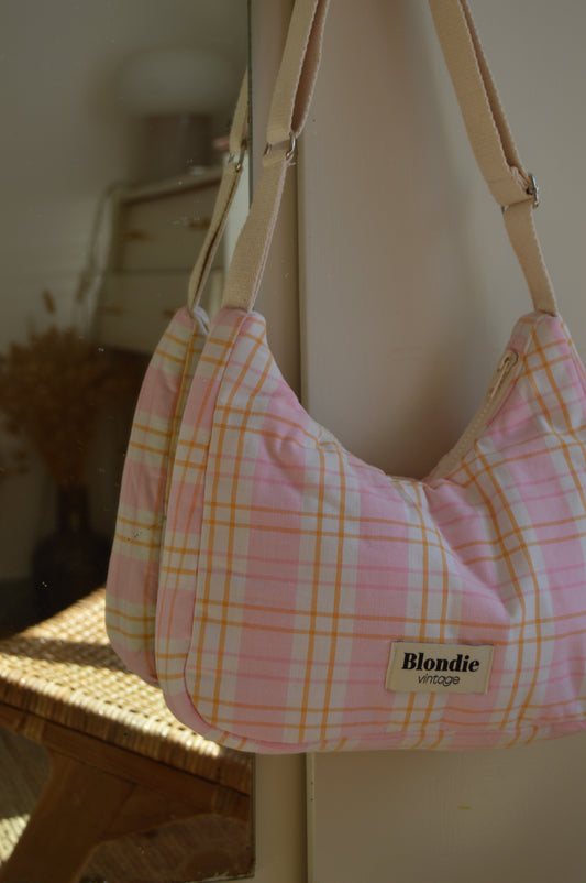 Sac crossbody à carreaux rose