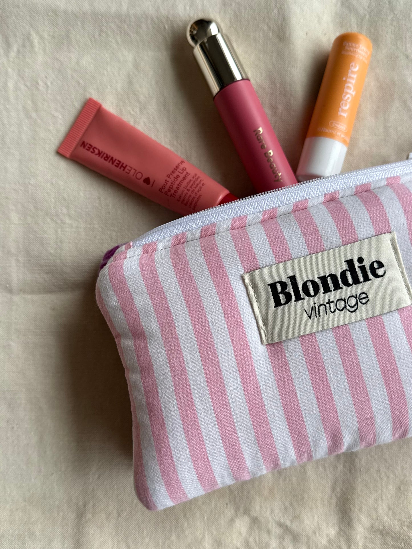 Mini pochette rayé rose