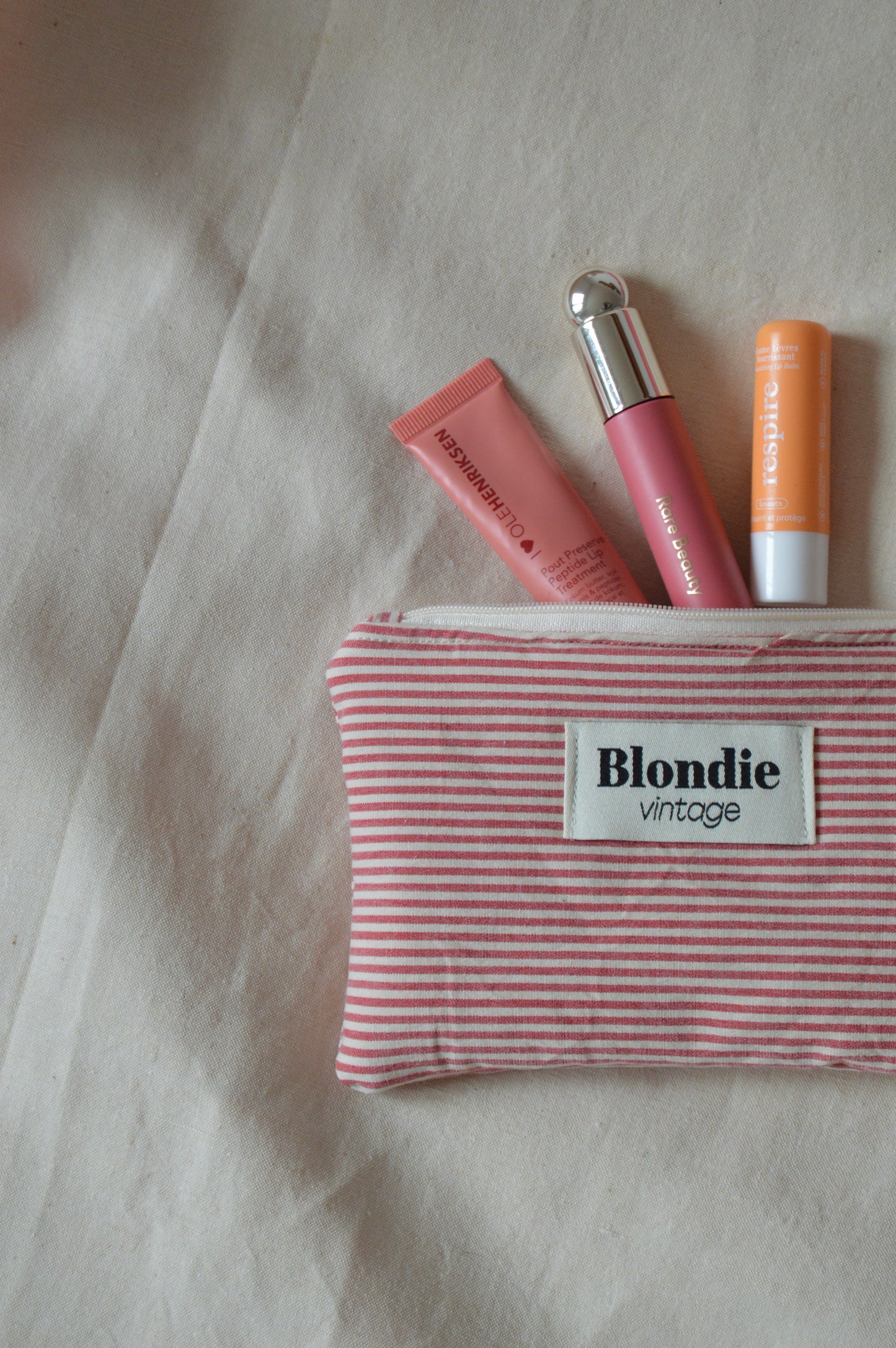 Mini Pochette rayé rouge fabriqué à partir de tissus vintage mode durable mode responsable fabriqué à la main 