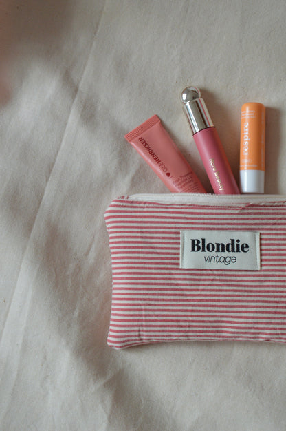 Mini Pochette rayé rouge fabriqué à partir de tissus vintage mode durable mode responsable fabriqué à la main 