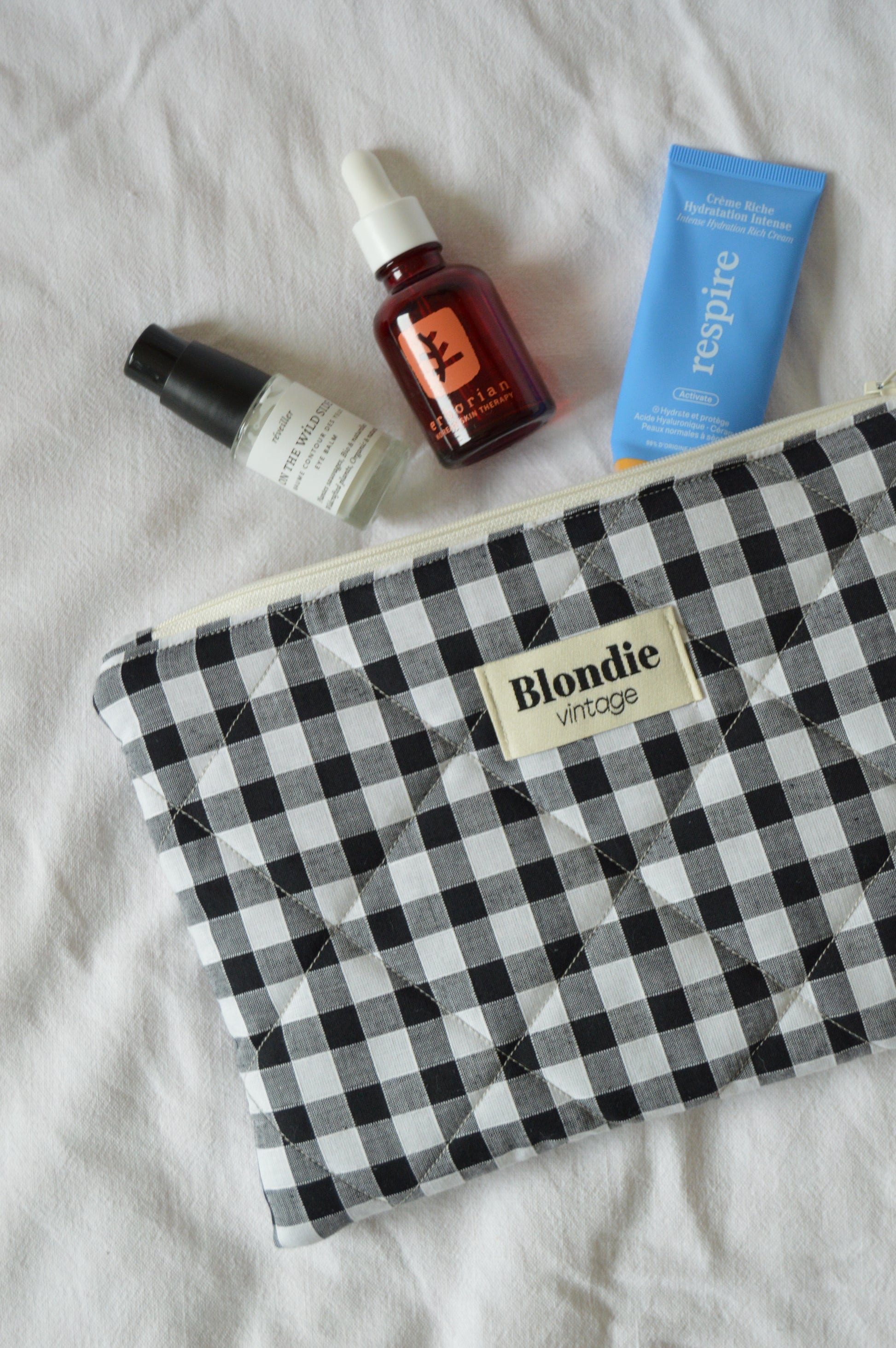 Pochette vichy noir fabriqué à partir de taie de tissus vintage mode durable mode responsable fabriqué à la main 