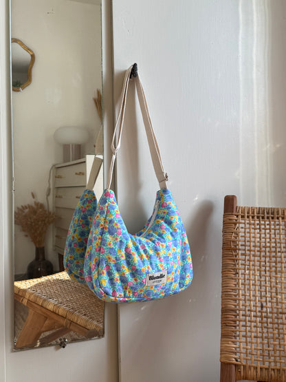Sac crossbody fleuri bleu