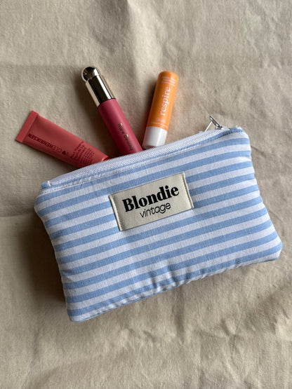 Mini Pochette rayé bleu fabriqué à partir de tissus vintage mode durable mode responsable fabriqué à la main 