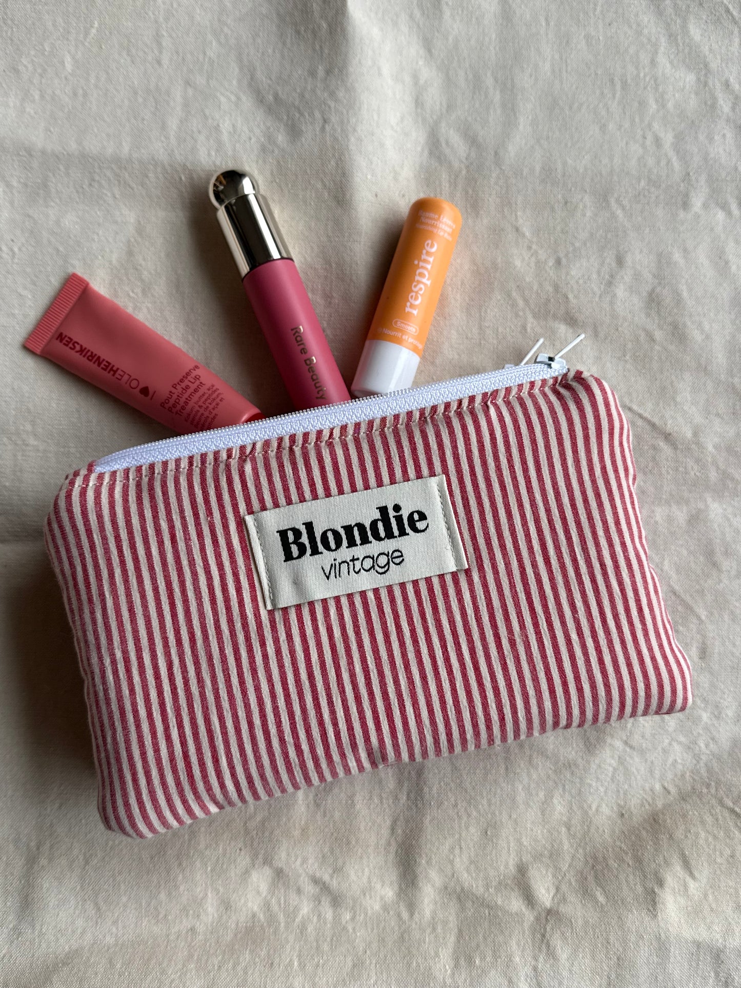 Mini Pochette rayé rouge fabriqué à partir de tissus vintage mode durable mode responsable fabriqué à la main 