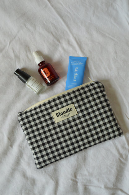 Pochette vichy noir fabriqué à partir de tissus vintage mode durable mode responsable fabriqué à la main 