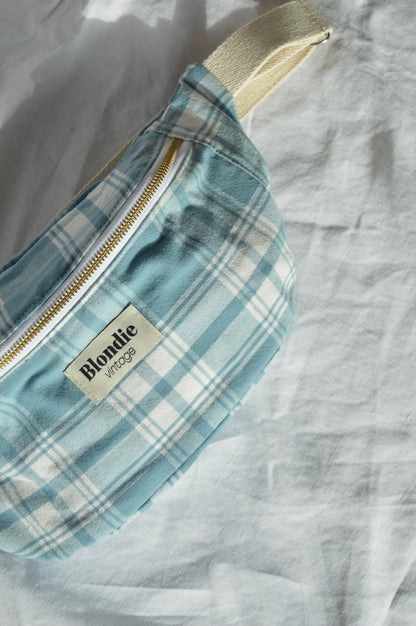 Sac banane carreaux bleu