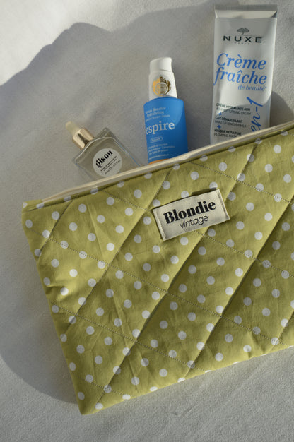 Grande pochette à pois fabriqué à partir de tissus vintage mode durable mode responsable fabriqué à la main