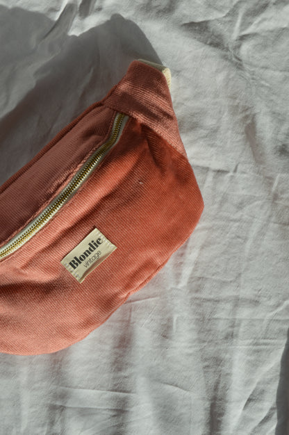 Sac banane velours rose