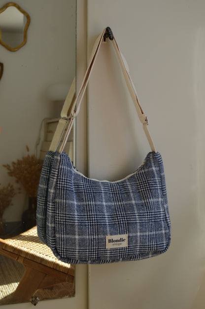 Sac crossbody tartan bleu