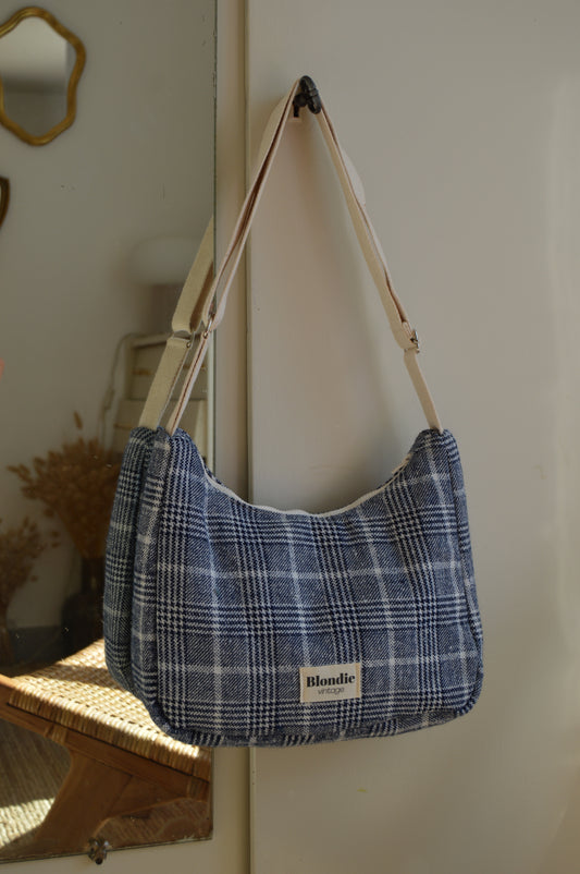 Sac crossbody tartan bleu