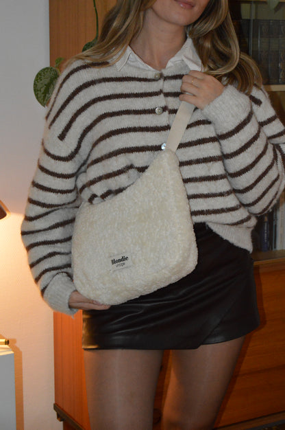 Sac crossbody moumoute écru fabriqué à partir de tissus vintage mode durable mode responsable fabriqué à la main 