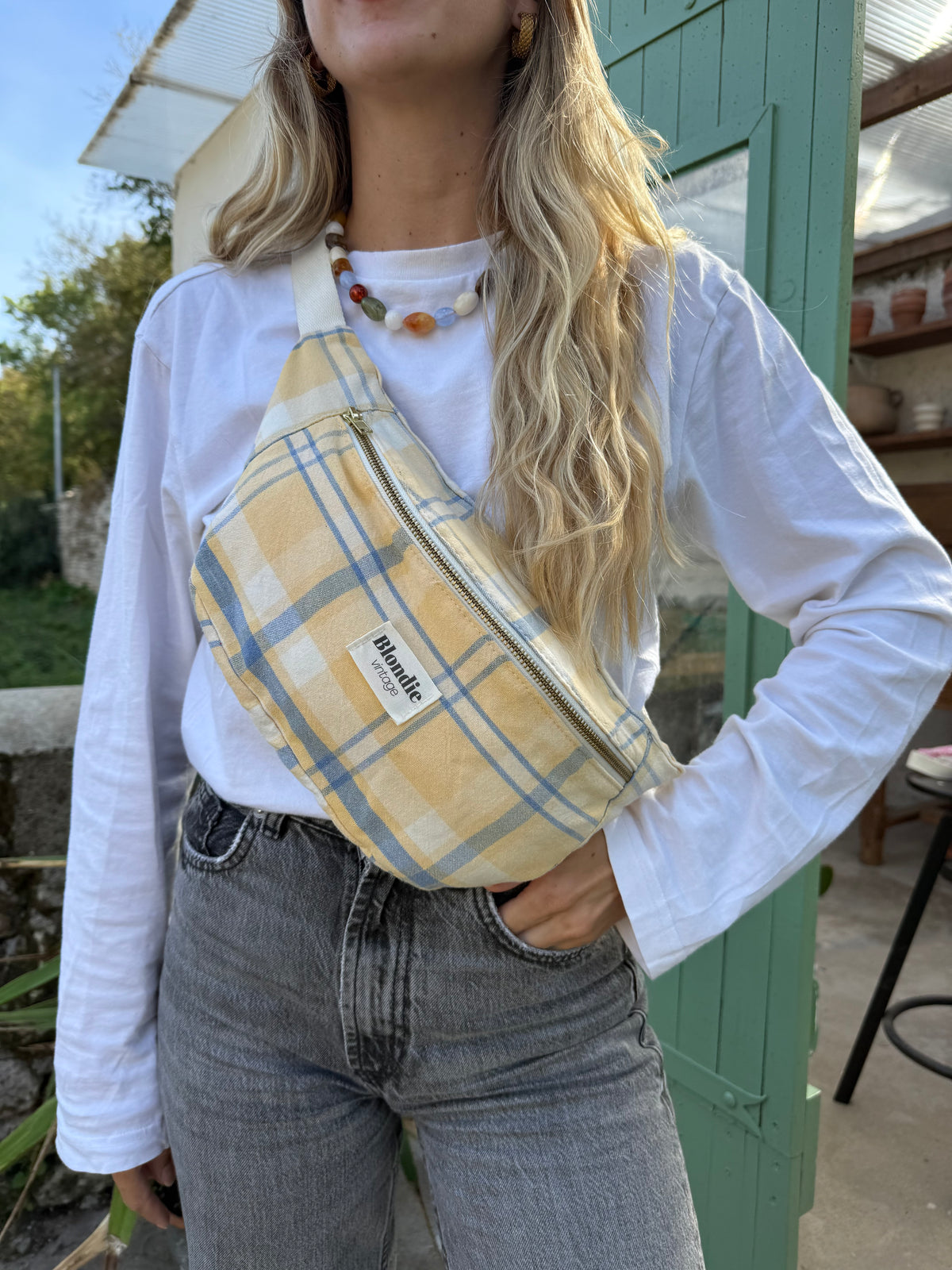 Sac banane carreaux jaune