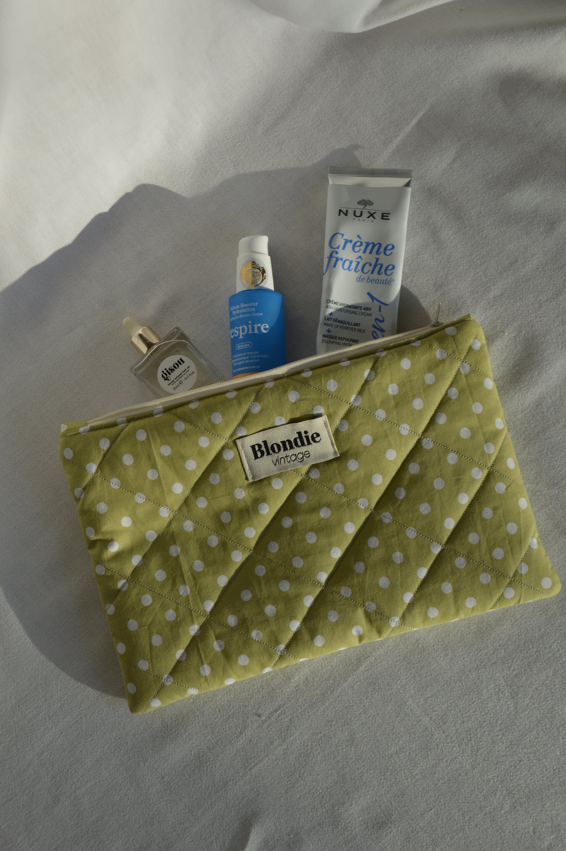 Grande pochette à pois fabriqué à partir de tissus vintage mode durable mode responsable fabriqué à la main