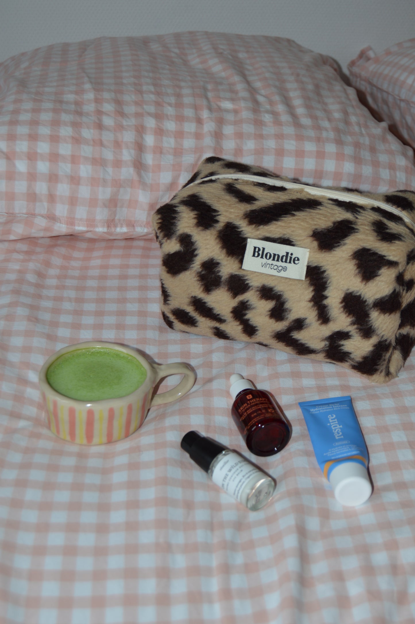 Trousse de toilette léopard fabriqué à partir de taie de tissus vintage mode durable mode responsable fabriqué à la main 