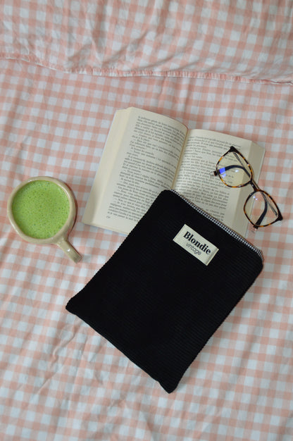 Housse de livre vichy noir fabriqué à partir de tissus vintage mode durable mode responsable fabriqué à la main 