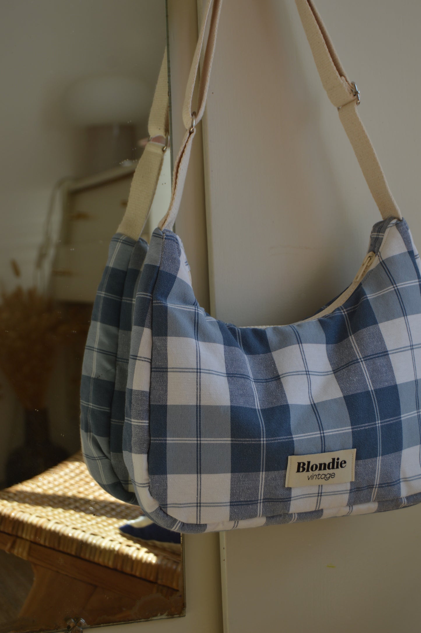 Sac crossbody carreaux bleu