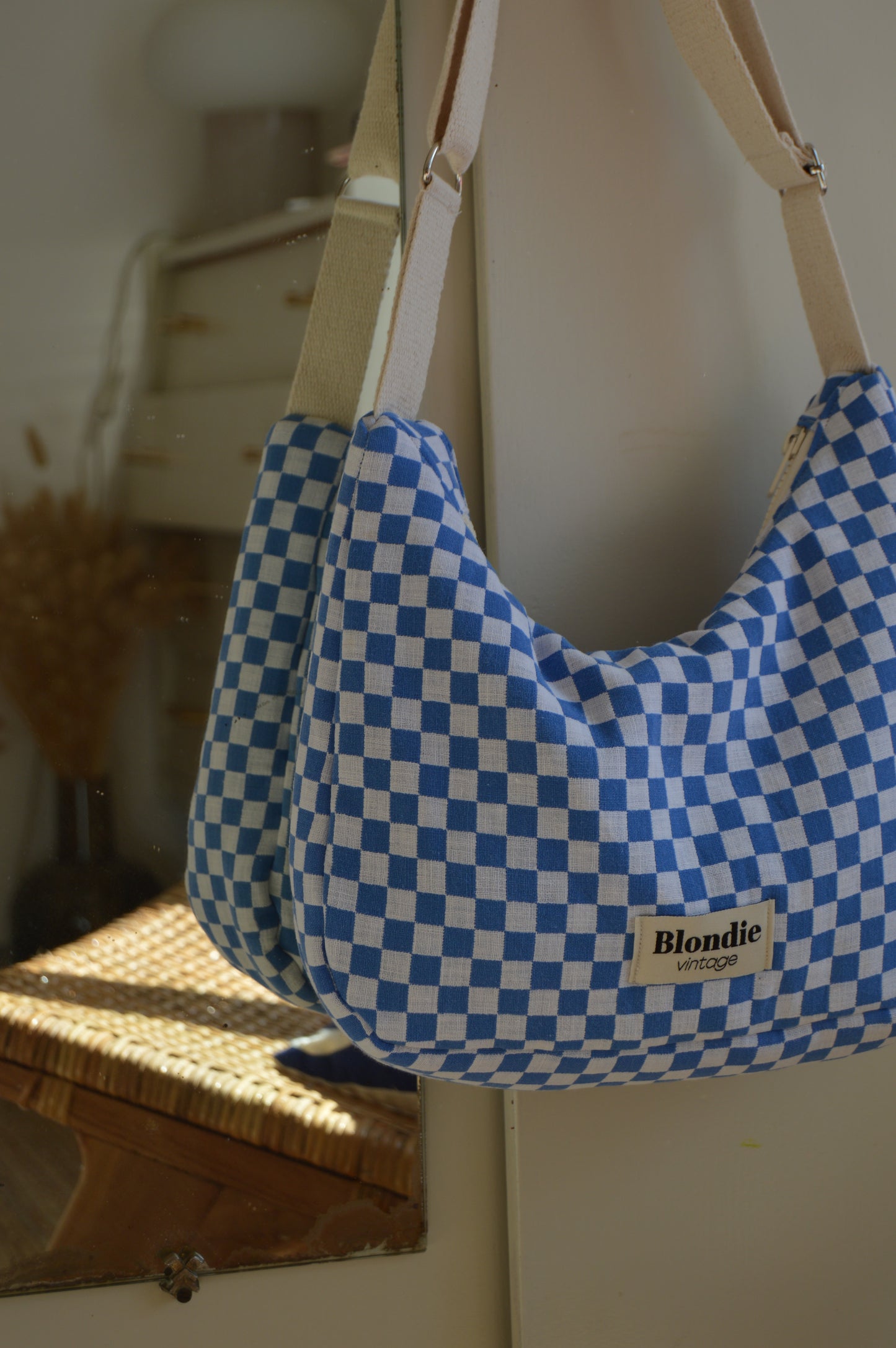 Sac crossbody damier bleu
