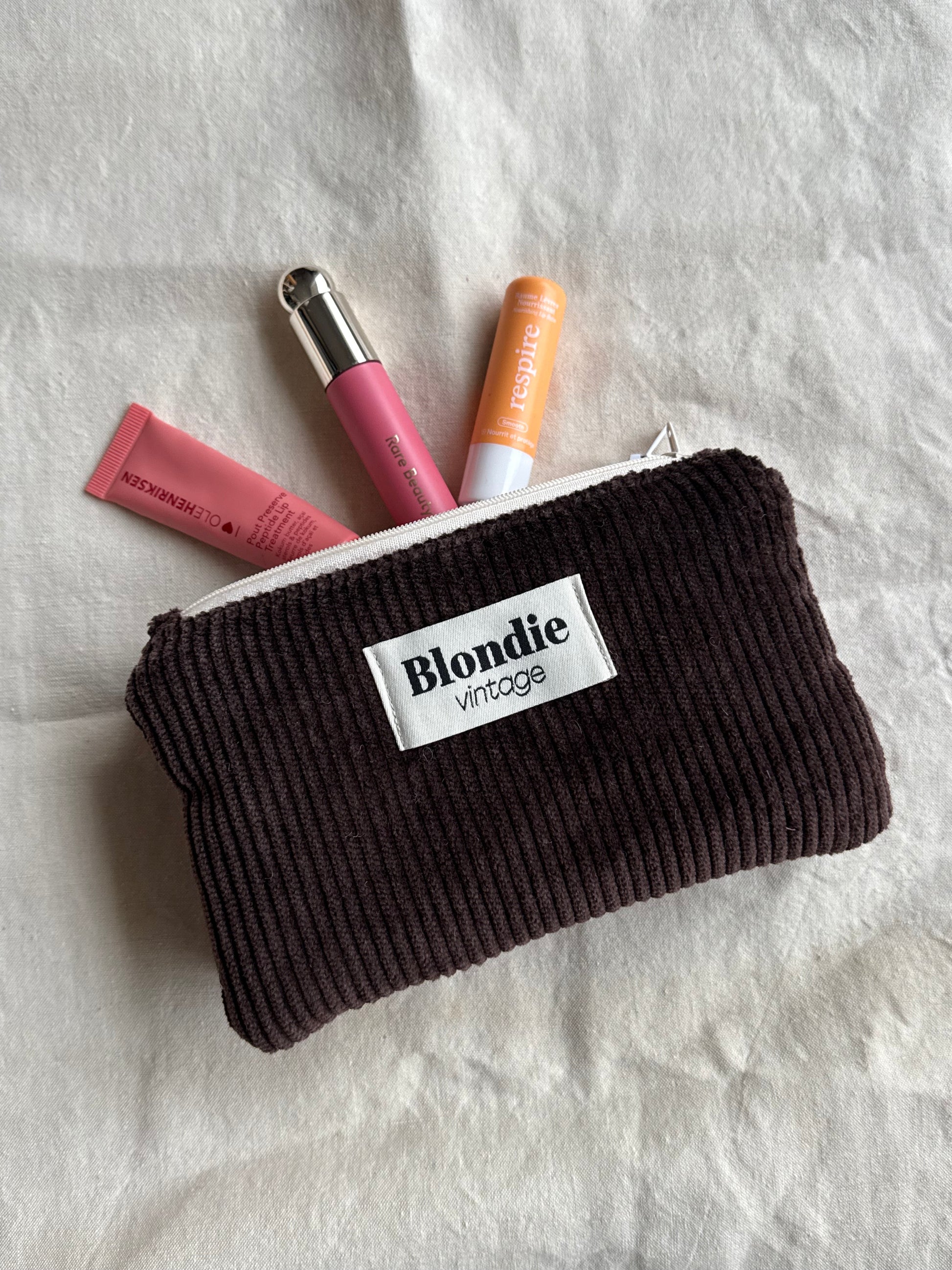 Mini Pochette velours marron fabriqué à partir de tissus vintage mode durable mode responsable fabriqué à la main 