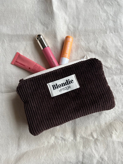 Mini Pochette velours marron fabriqué à partir de tissus vintage mode durable mode responsable fabriqué à la main 