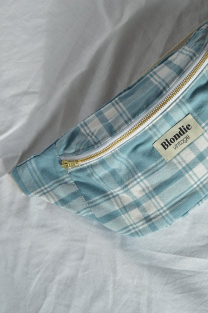 Sac banane carreaux bleu