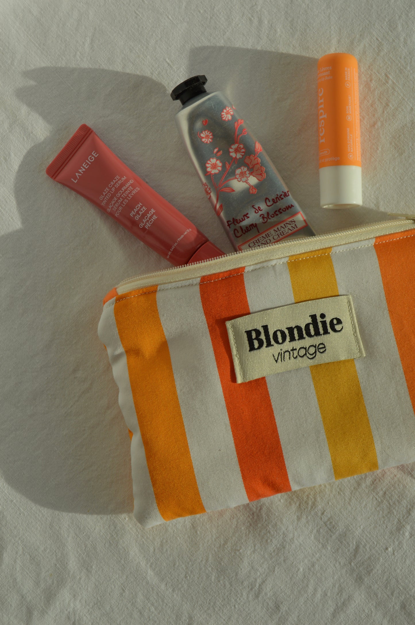 Mini Pochette rayé orange fabriqué à partir de tissus vintage mode durable mode responsable fabriqué à la main 