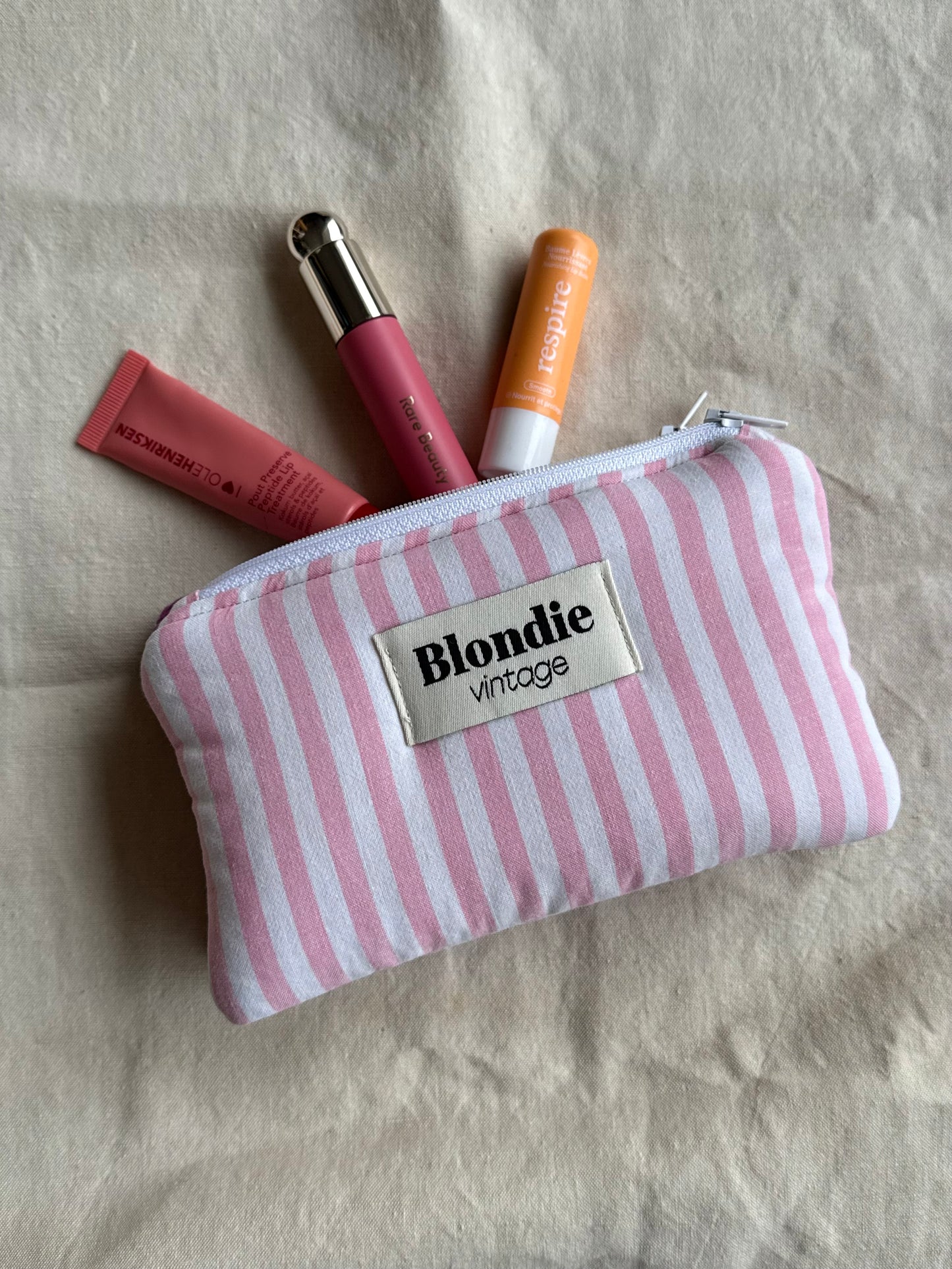 Mini pochette rayé rose