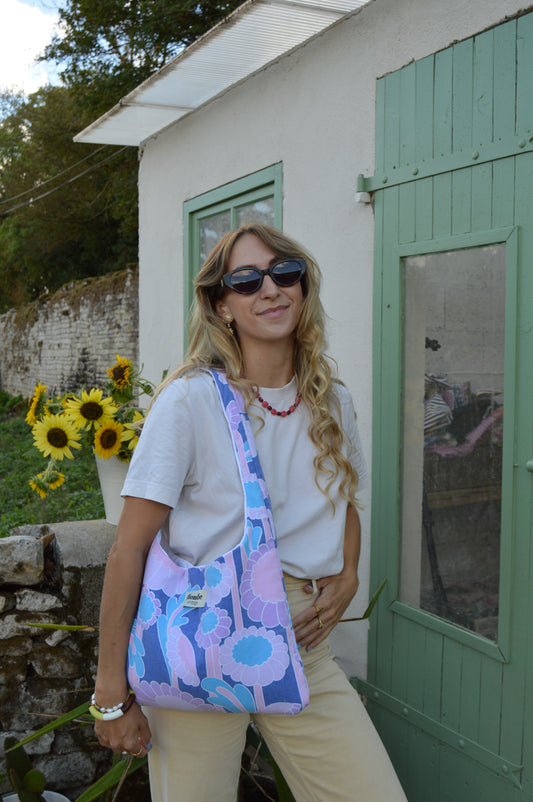 sac boho fleurs vintage  fabriquée à partir de tissus vintage à la main 