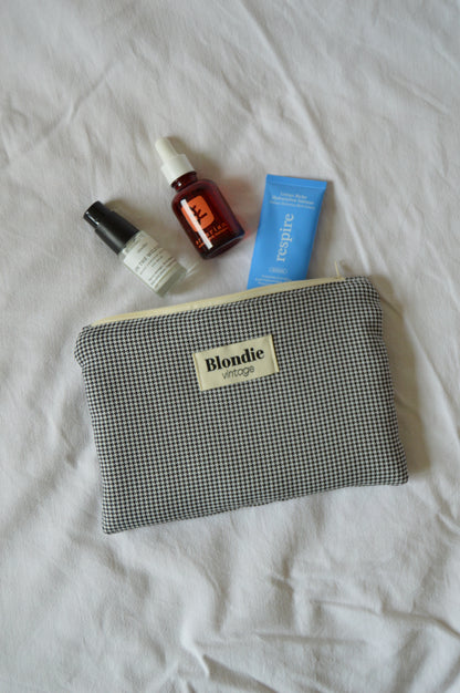 Pochette pied de poule noir fabriqué à partir de tissus vintage mode durable mode responsable fabriqué à la main 