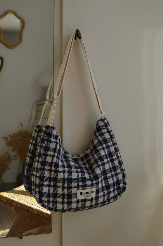 Sac crossbody carreaux marron